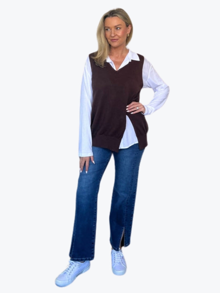 Threadz Vicky Side Split Knit Vest 44373