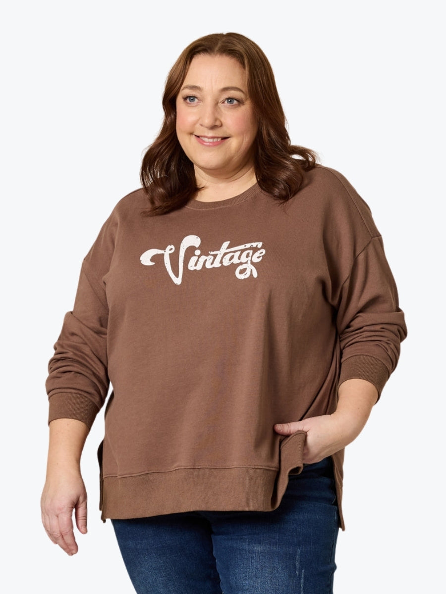 Threadz Vintage Sweatshirt in Chocolate