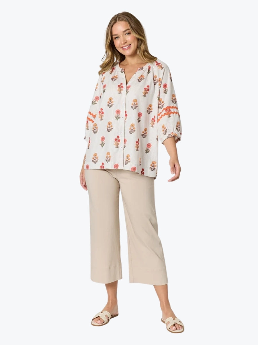 Threadz Zara Wide Leg Pant | Natural