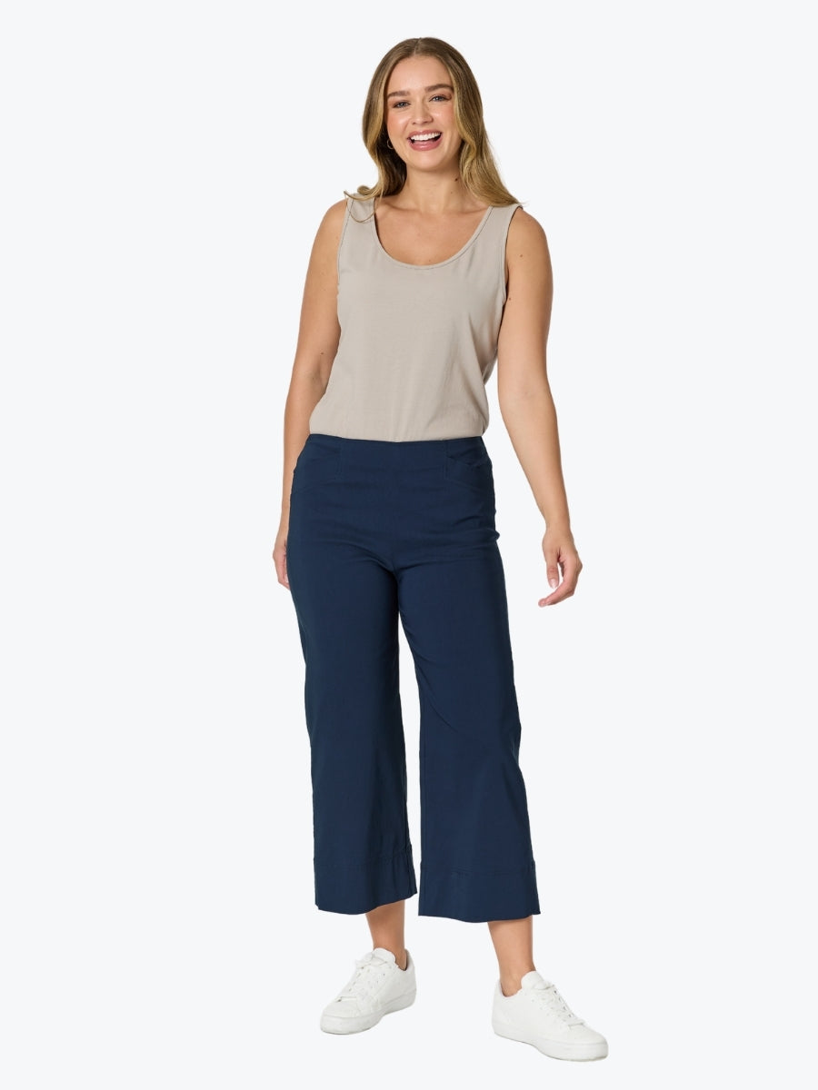 Threadz Zara Wide Leg Pant | Navy