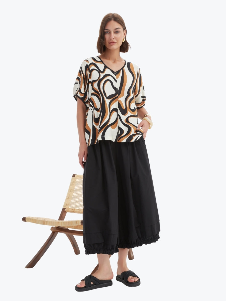 Tirelli Bishop Sleeve Swirl Top