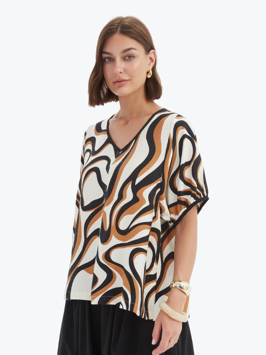 Tirelli Bishop Sleeve Swirl Top