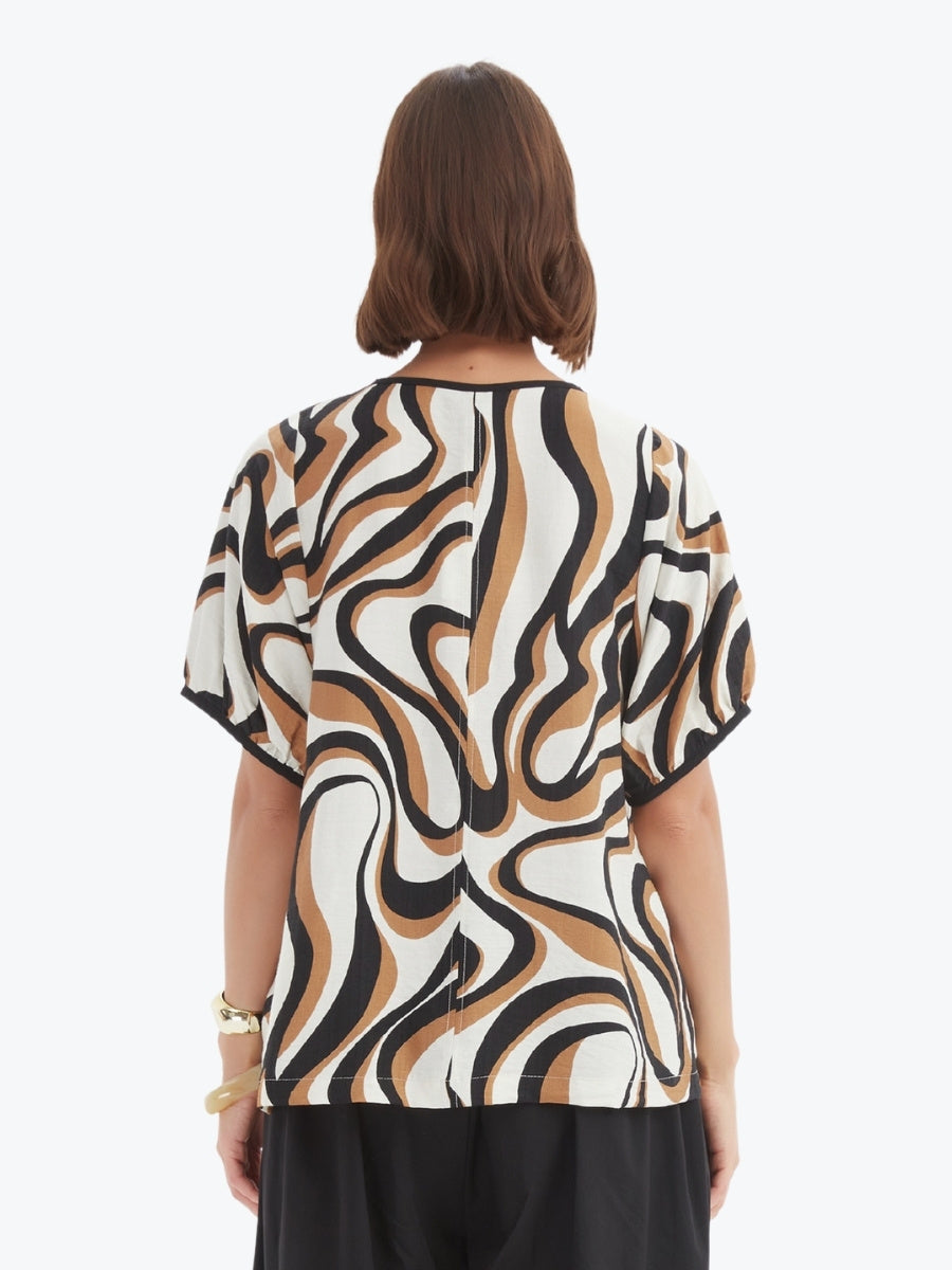 Tirelli Bishop Sleeve Swirl Top