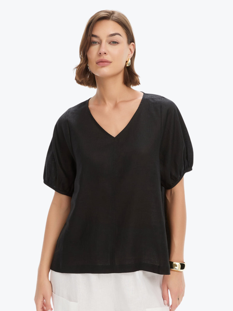 Tirelli Bishop Sleeve Top | Black