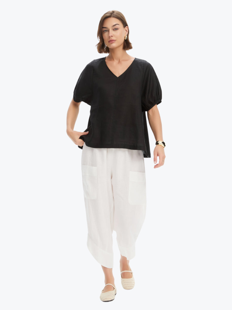 Tirelli Bishop Sleeve Top | Black
