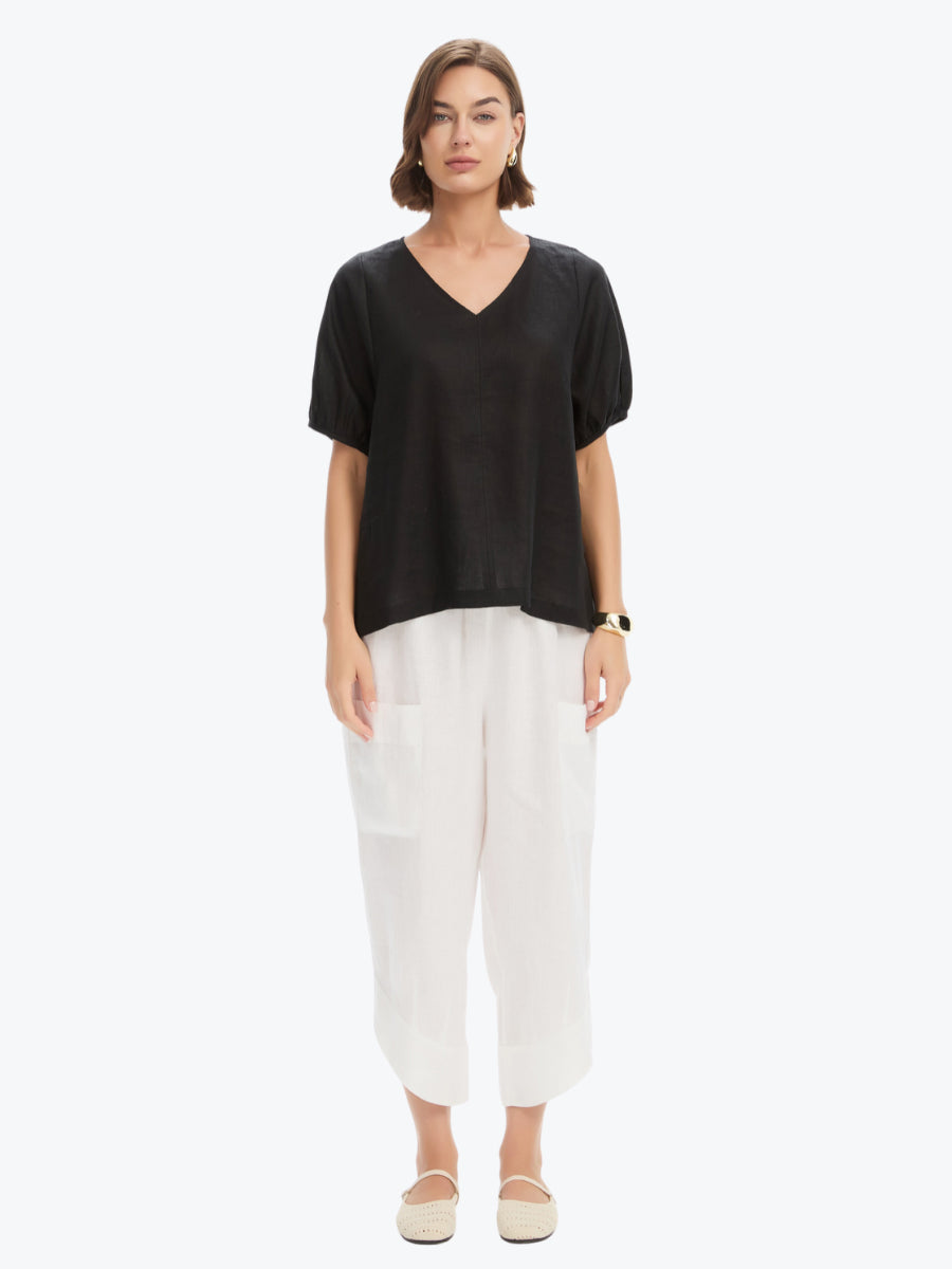 Tirelli Bishop Sleeve Top | Black
