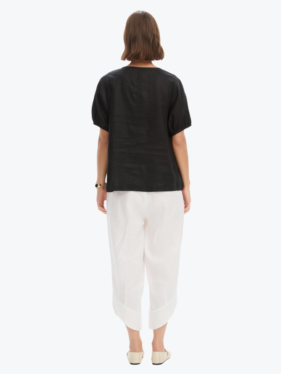 Tirelli Bishop Sleeve Top | Black