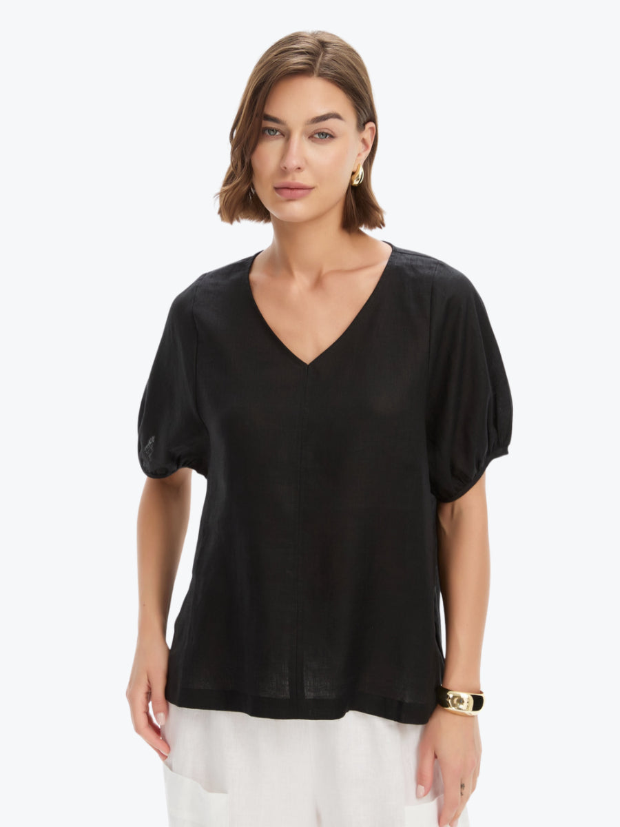 Tirelli Bishop Sleeve Top | Black