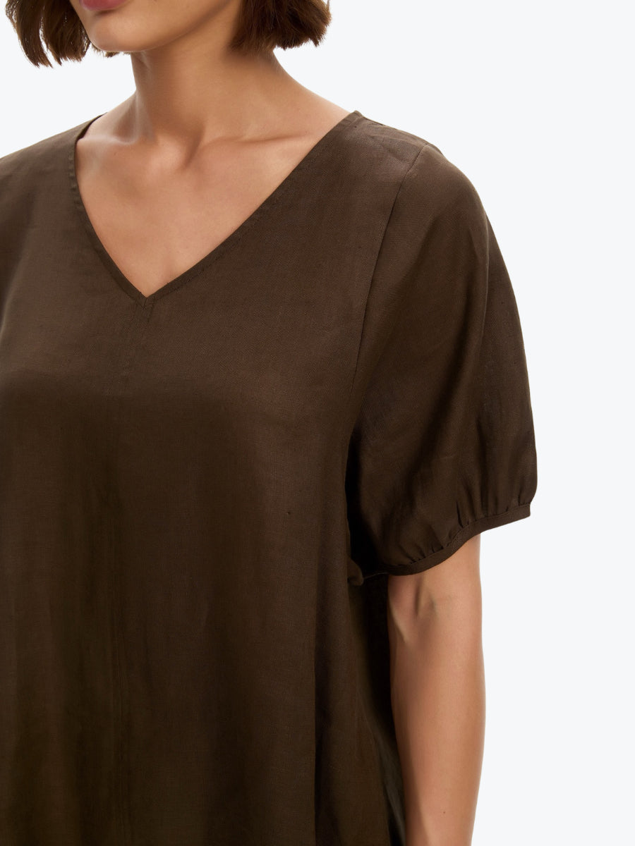 Tirelli Bishop Sleeve Top | Chocolate
