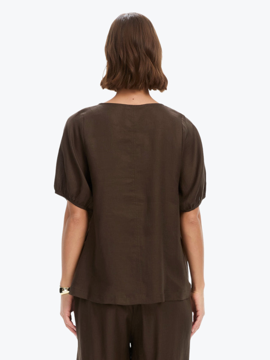 Tirelli Bishop Sleeve Top | Chocolate