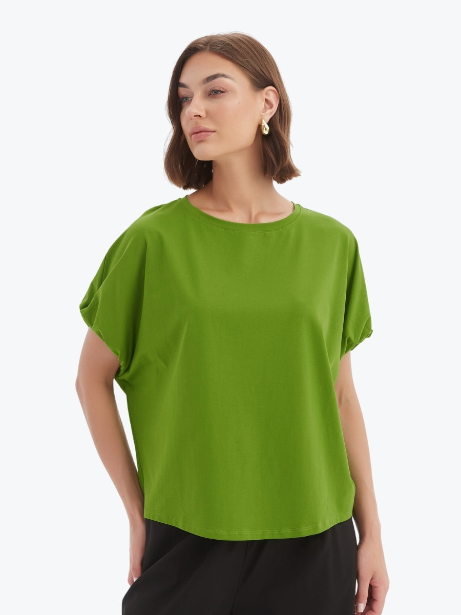 Tirelli Bubble Sleeve Tee in Avocado Green