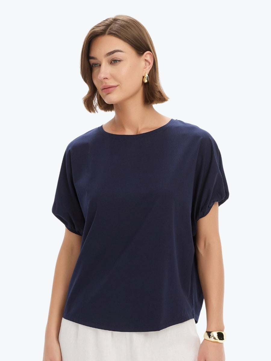 Tirelli Bubble Sleeve Tee | Deep Navy