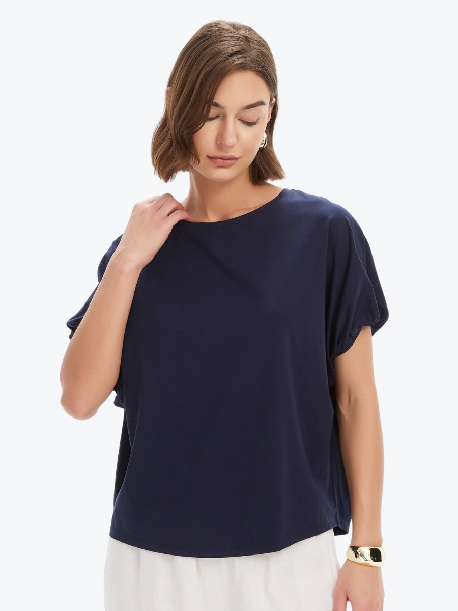 Tirelli Bubble Sleeve Tee | Deep Navy