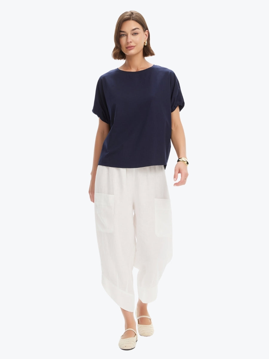 Tirelli Bubble Sleeve Tee | Deep Navy