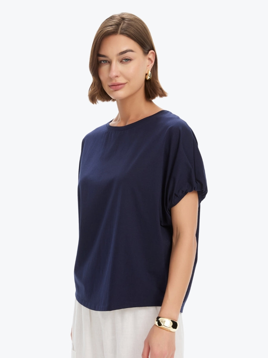 Tirelli Bubble Sleeve Tee | Deep Navy