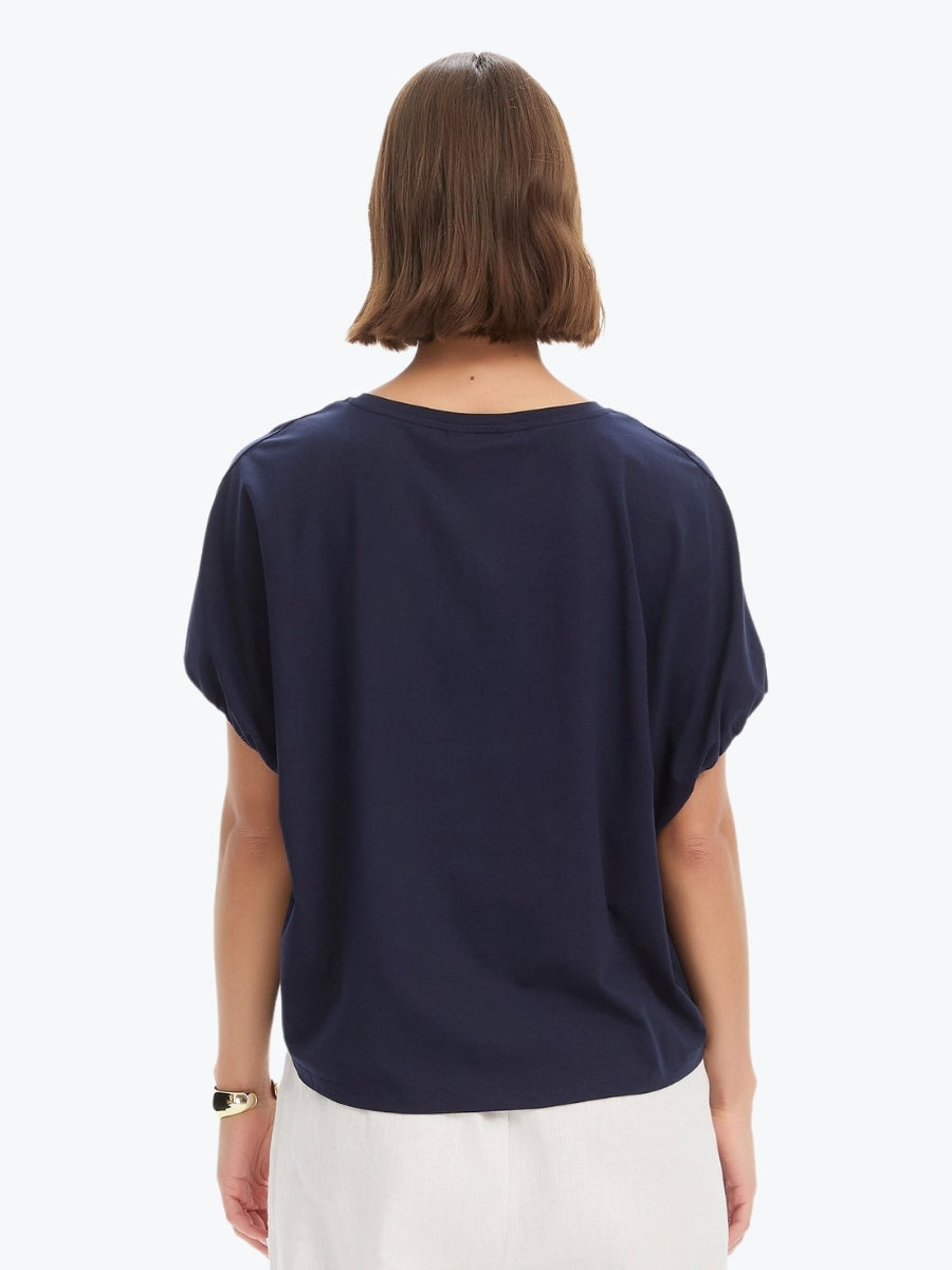 Tirelli Bubble Sleeve Tee | Deep Navy