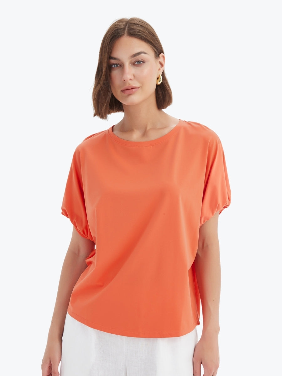 Tirelli Bubble Sleeve Tee in Ember Orange