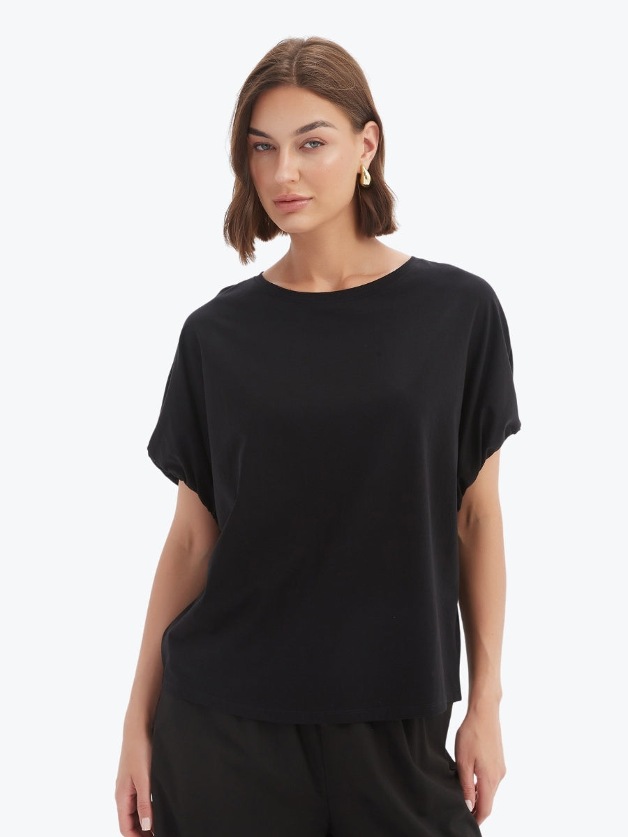 Tirelli Bubble Sleeve Tee in Black
