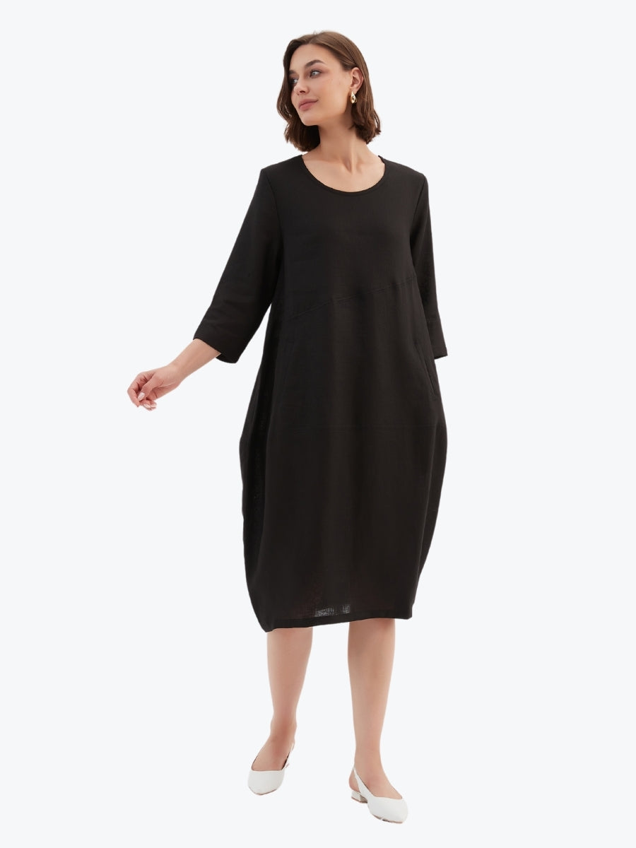 Tirelli Diagonal Seam Linen Dress