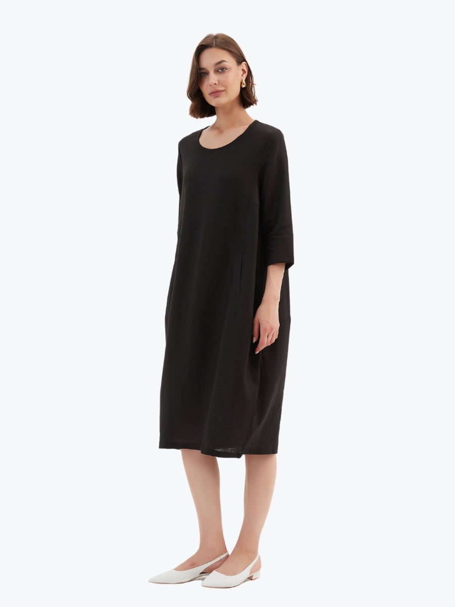 Tirelli Diagonal Seam Linen Dress
