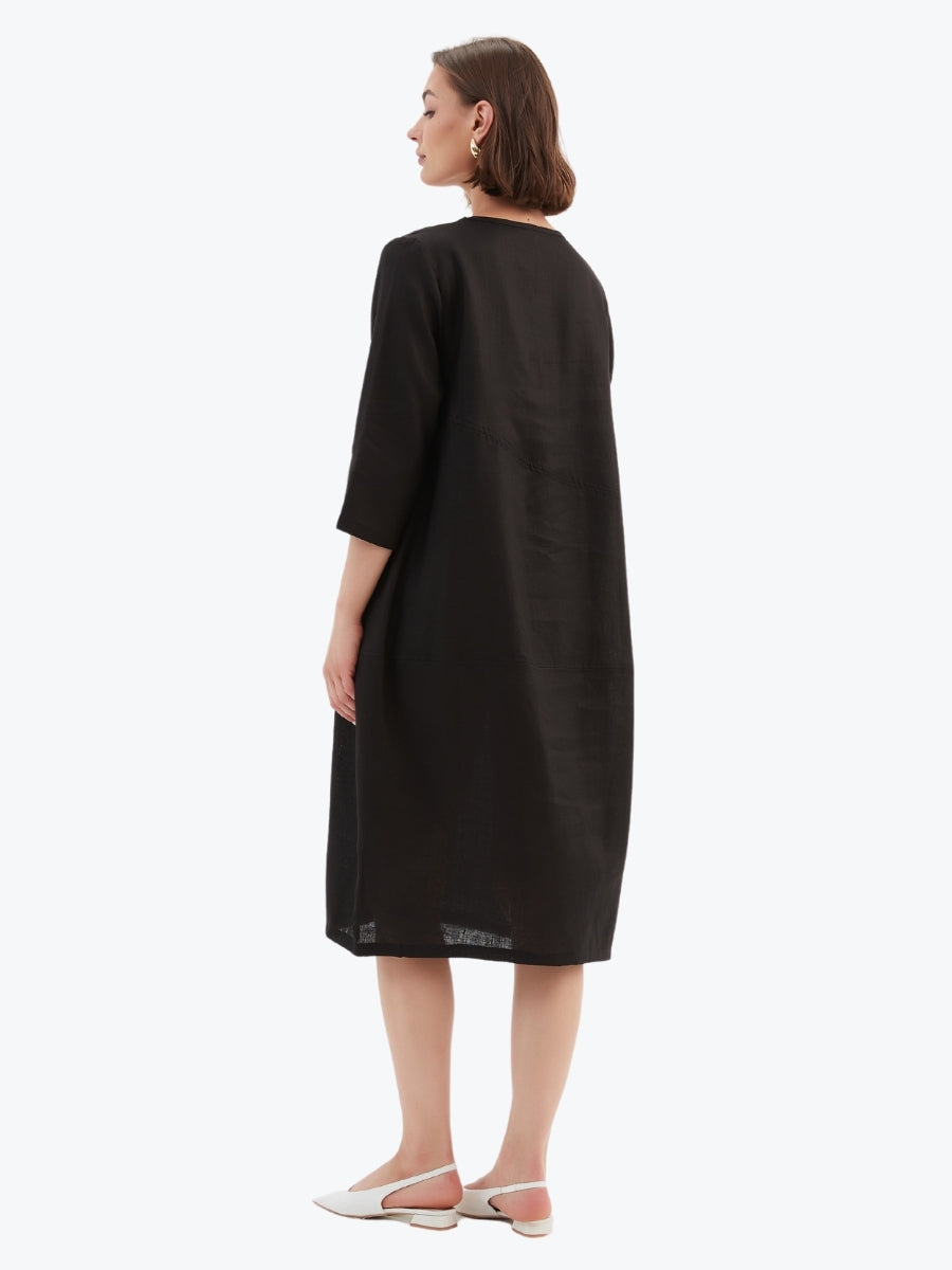 Tirelli Diagonal Seam Linen Dress