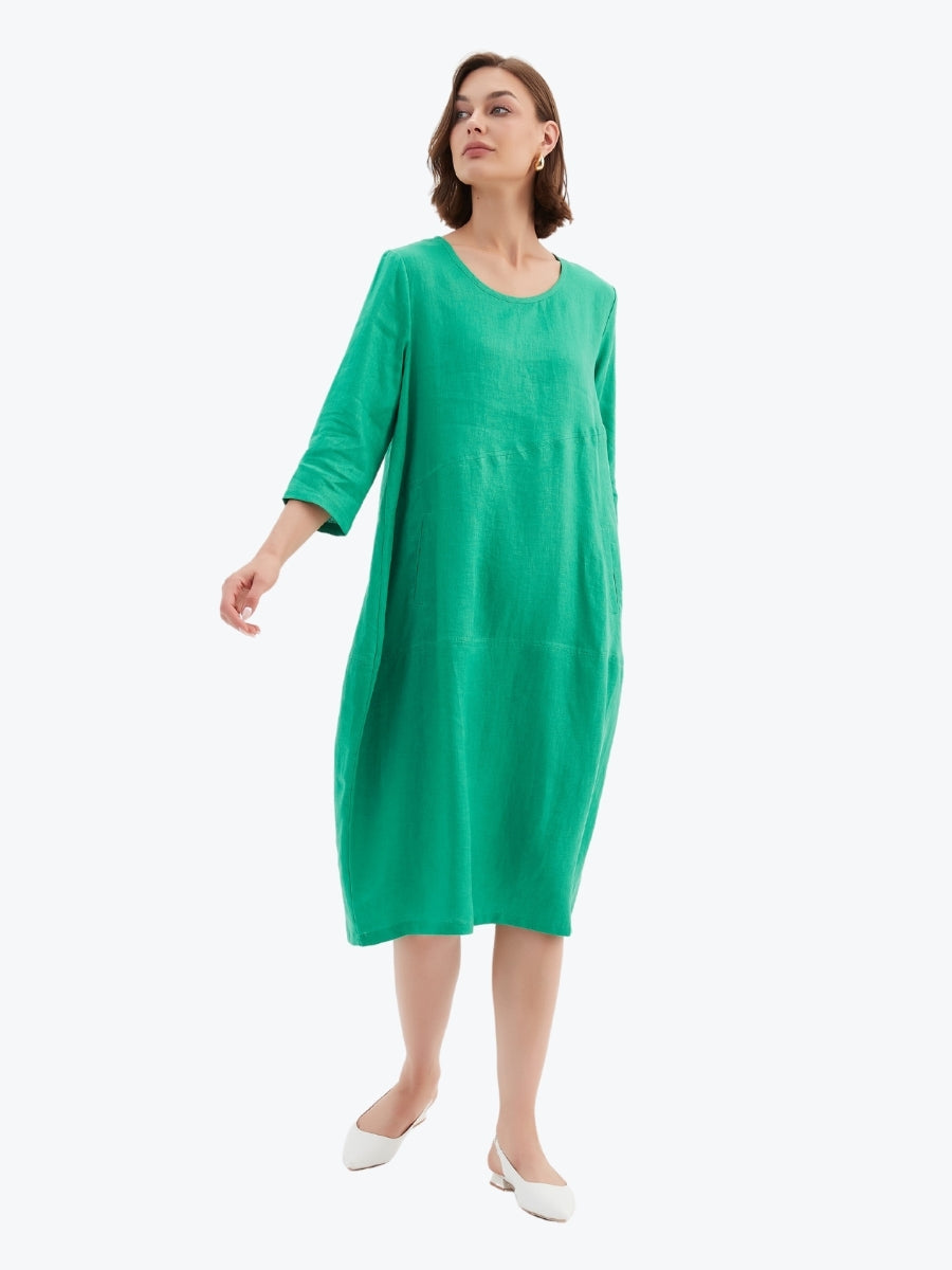 Tirelli Diagonal Seam Linen Dress