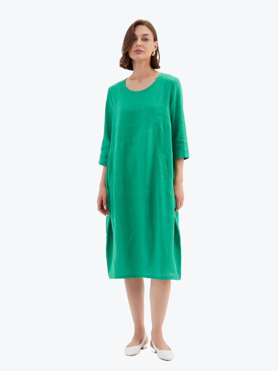 Tirelli Diagonal Seam Linen Dress