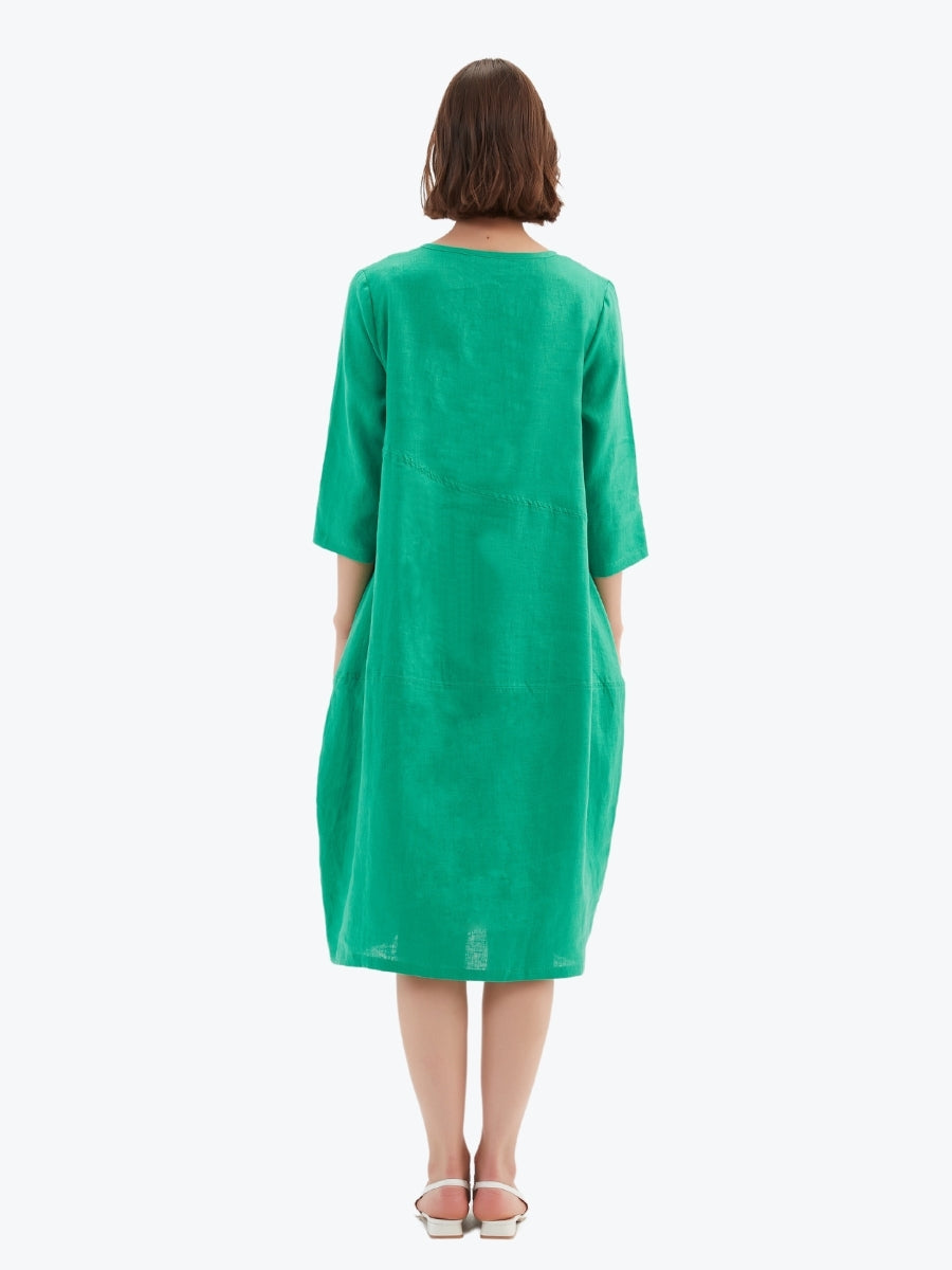Tirelli Diagonal Seam Linen Dress