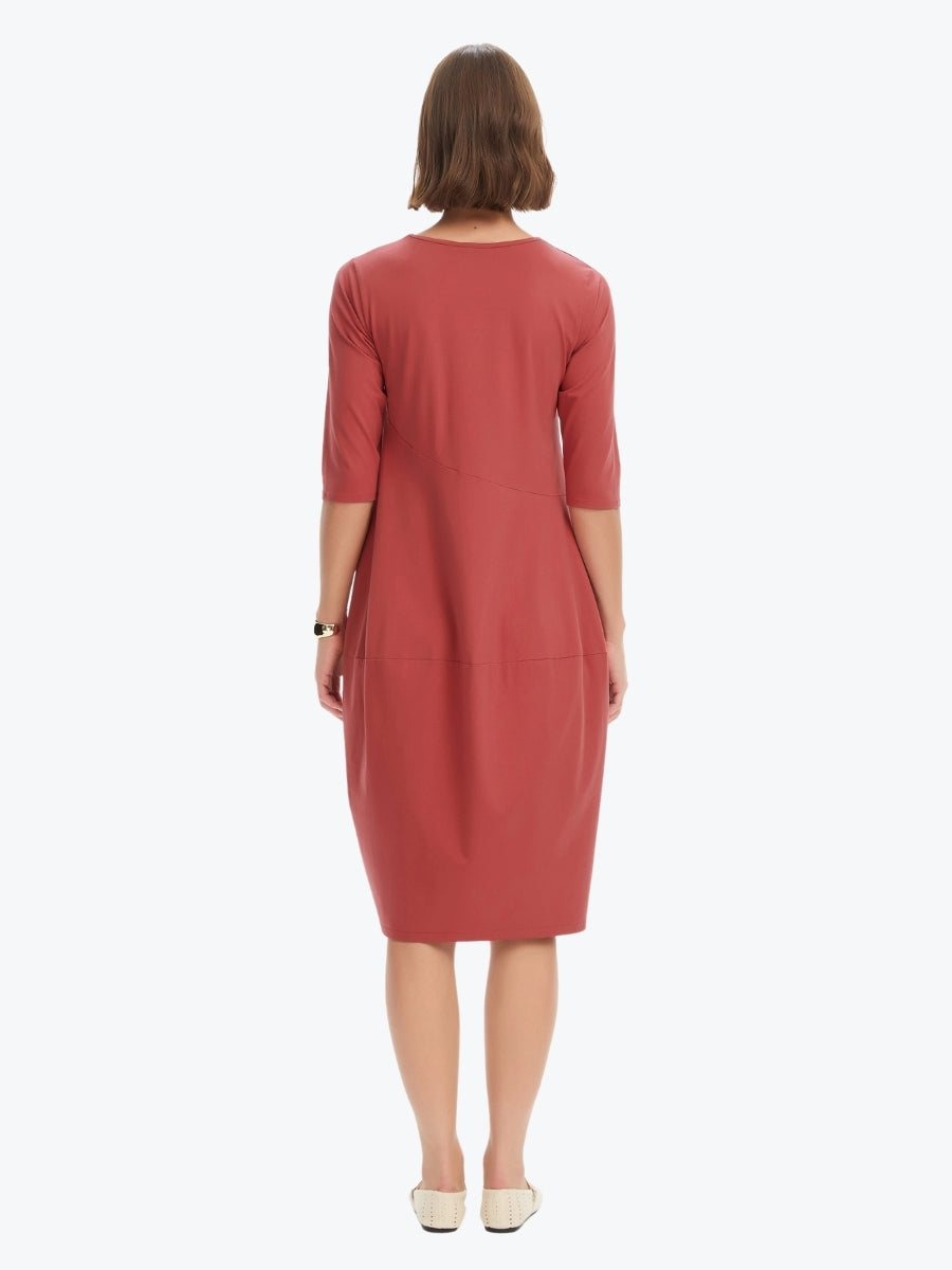 Tirelli Diagonal Seam Summer Dress | Dusty Red