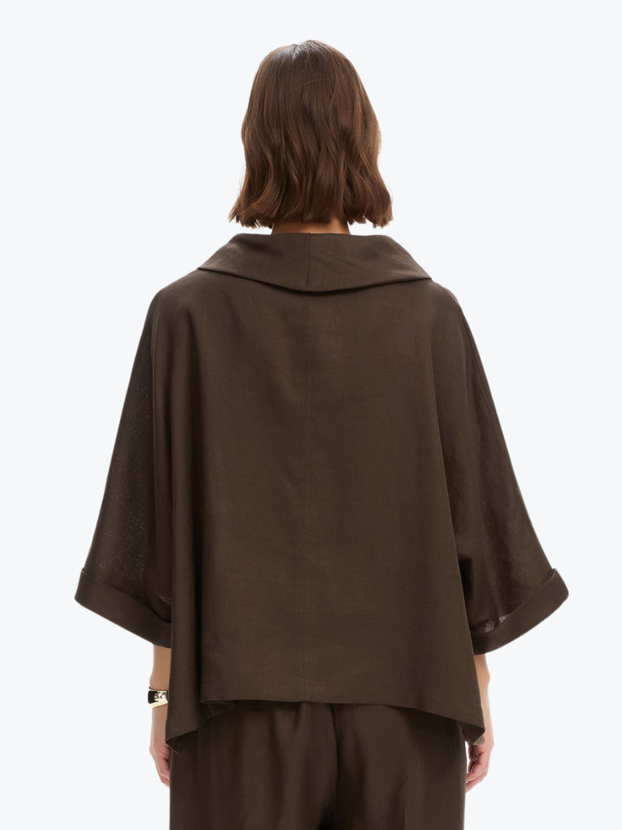 Tirelli Funnel Neck Boxy Top | Chocolate