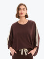 Tirelli Oversized 3/4 Stripe Sleeve Tee | Chocolate/Cream Stripe