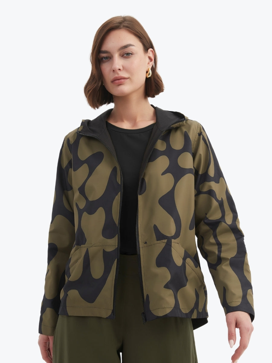 Tirelli Reversible Blot Print Windbreaker in Moss/Charcoal