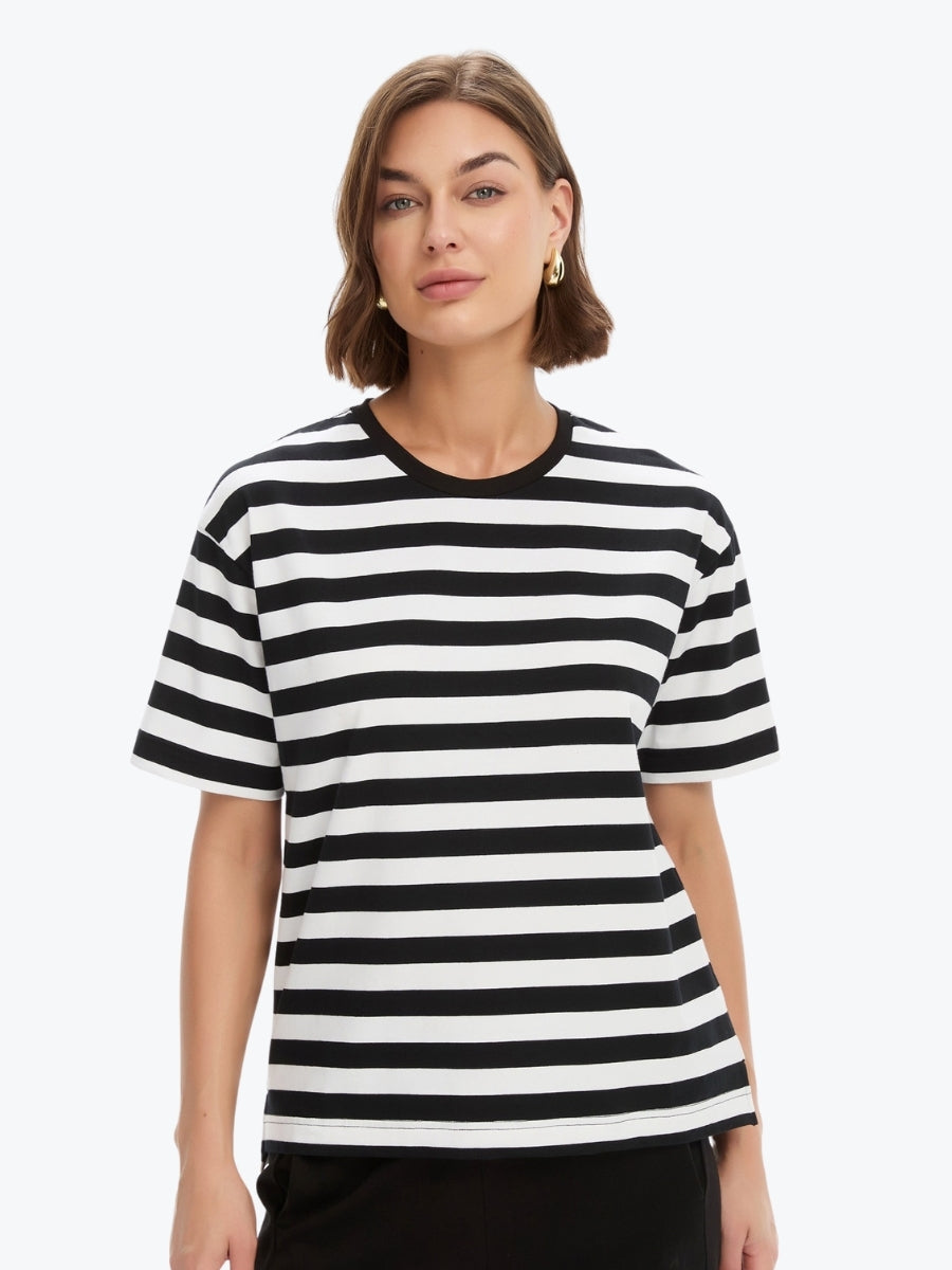 Tirelli Stripe Boxy Tee | Black/White