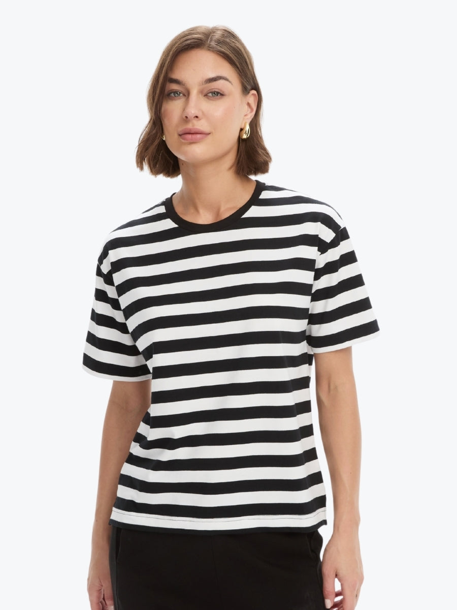 Tirelli Stripe Boxy Tee | Black/White