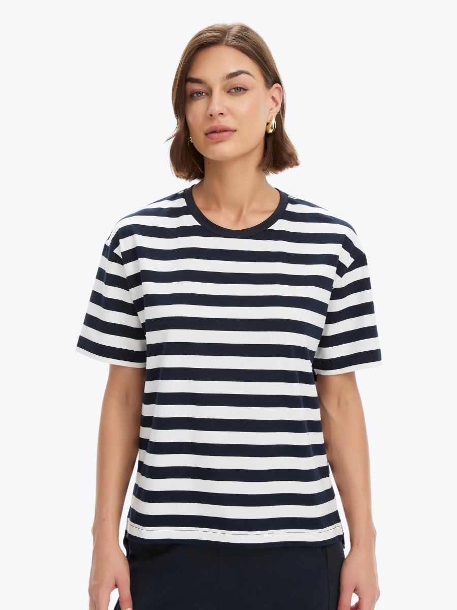 Tirelli Stripe Boxy Tee | Navy/White