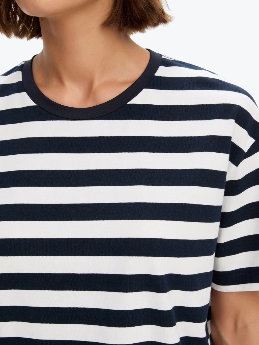 Tirelli Stripe Boxy Tee | Navy/White