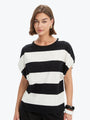Tirelli Stripe Bubble Sleeve Tee | Black/White Stripe