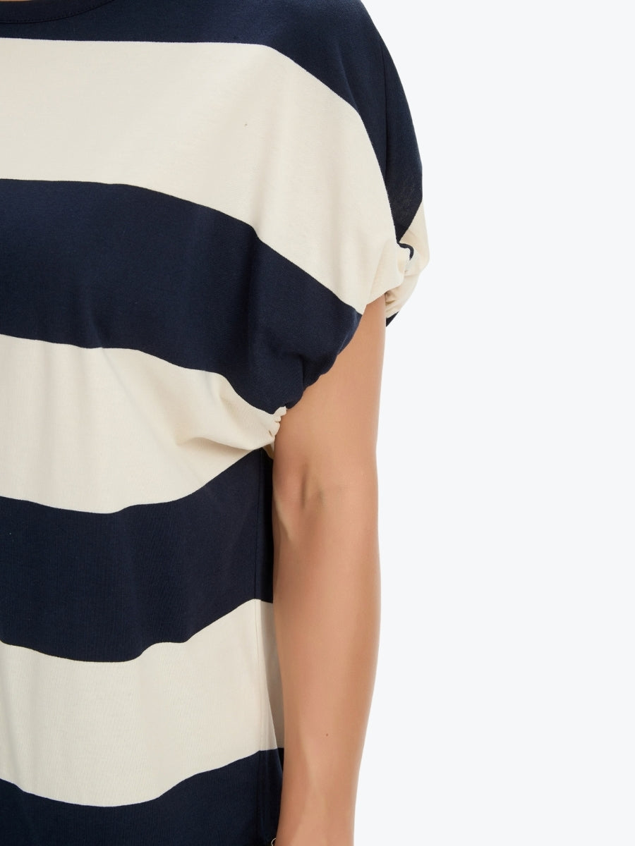 Tirelli Stripe Bubble Sleeve Tee | Navy/White Stripe