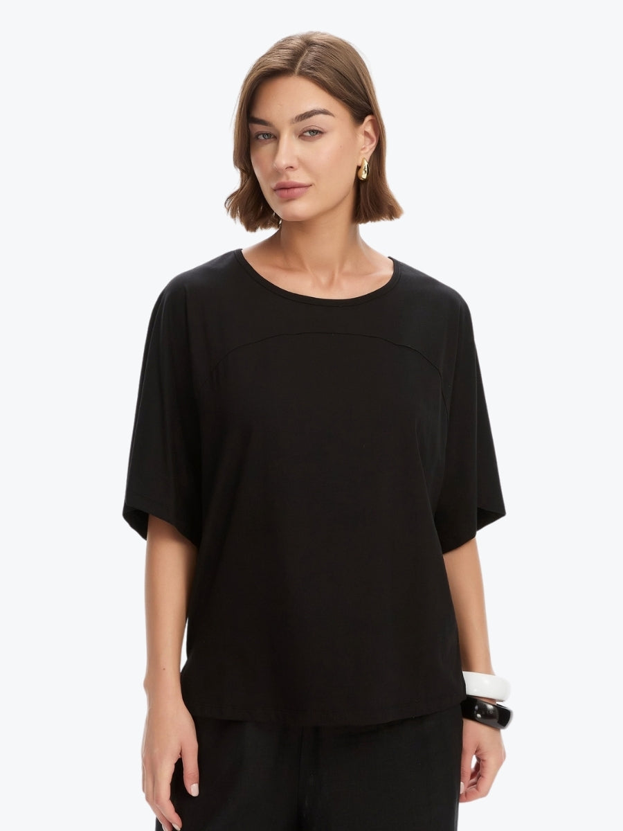 Tirelli Wide Sleeve Yoke Tee | Black