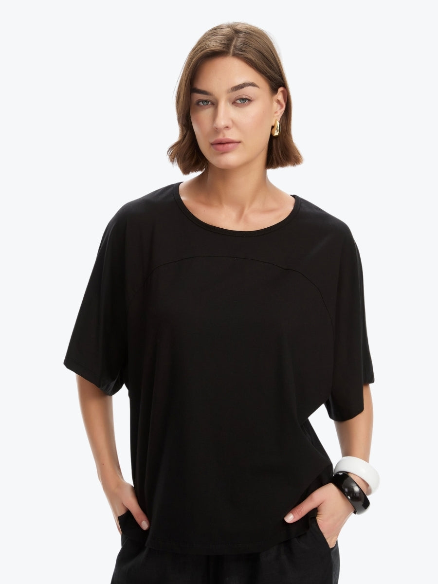 Tirelli Wide Sleeve Yoke Tee | Black