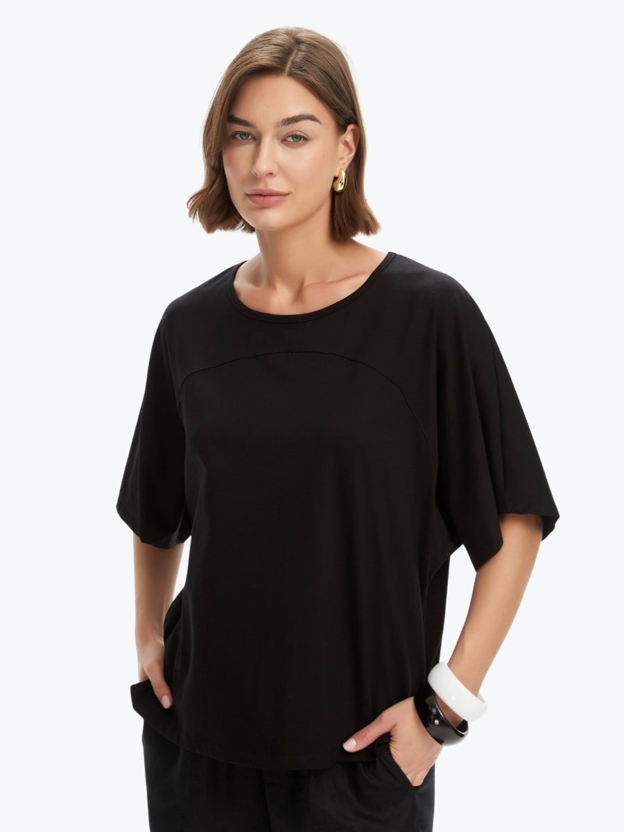 Tirelli Wide Sleeve Yoke Tee | Black
