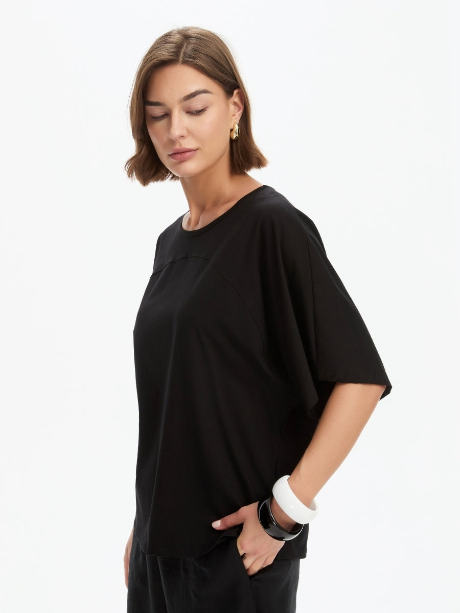 Tirelli Wide Sleeve Yoke Tee | Black