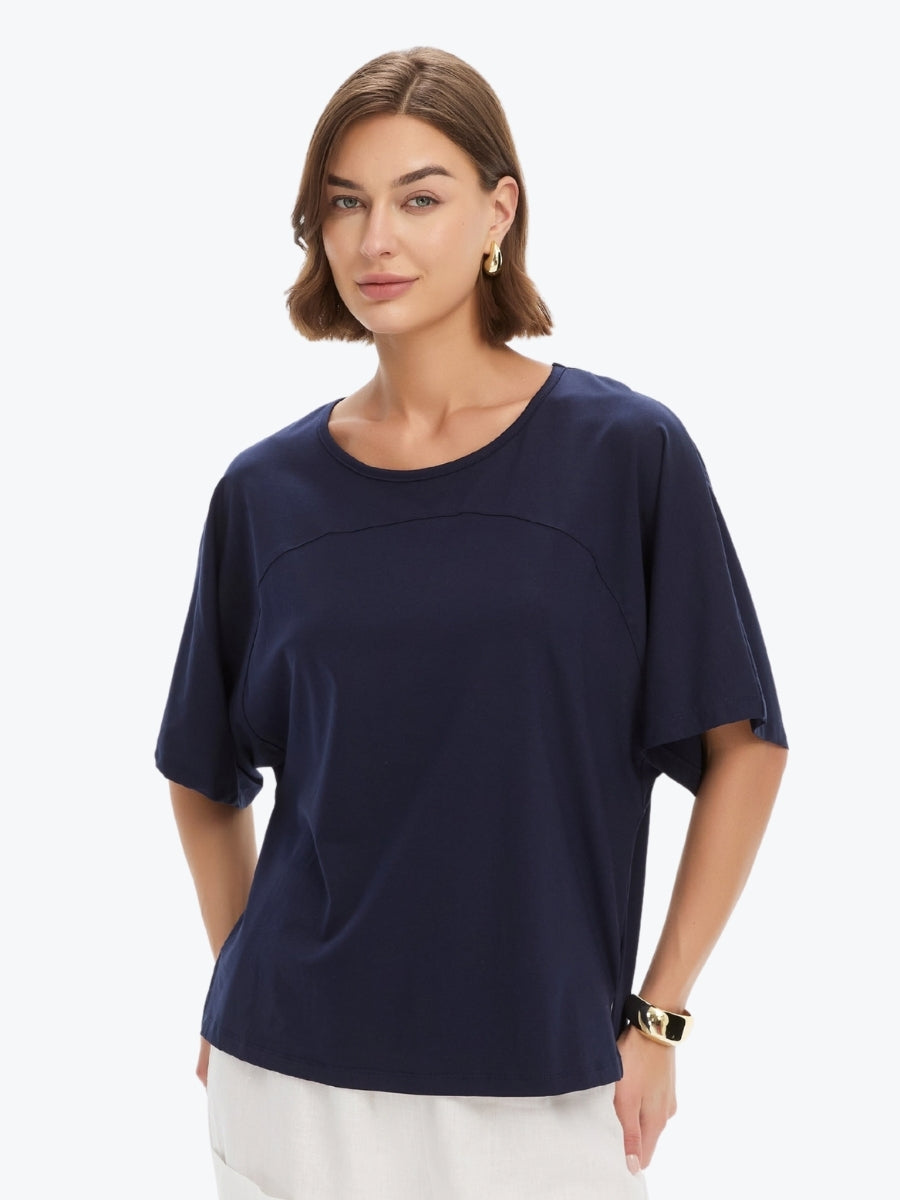 Tirelli Wide Sleeve Yoke Tee | Deep Navy
