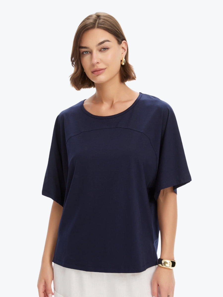 Tirelli Wide Sleeve Yoke Tee | Deep Navy