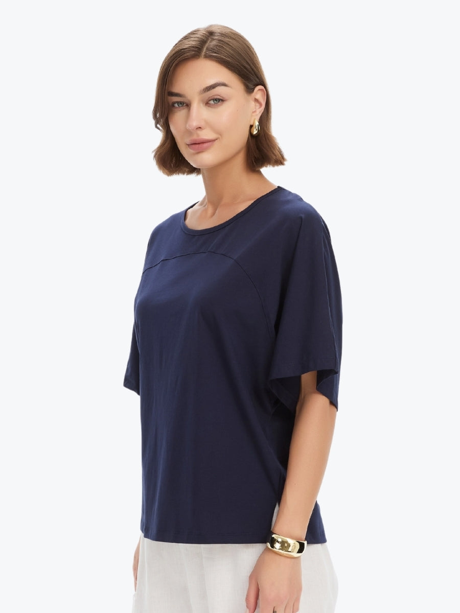 Tirelli Wide Sleeve Yoke Tee | Deep Navy