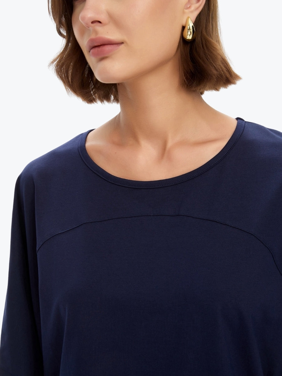 Tirelli Wide Sleeve Yoke Tee | Deep Navy