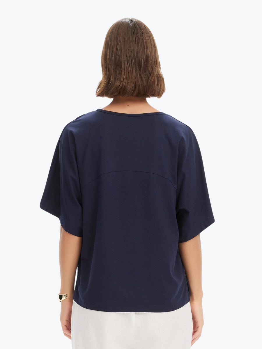 Tirelli Wide Sleeve Yoke Tee | Deep Navy