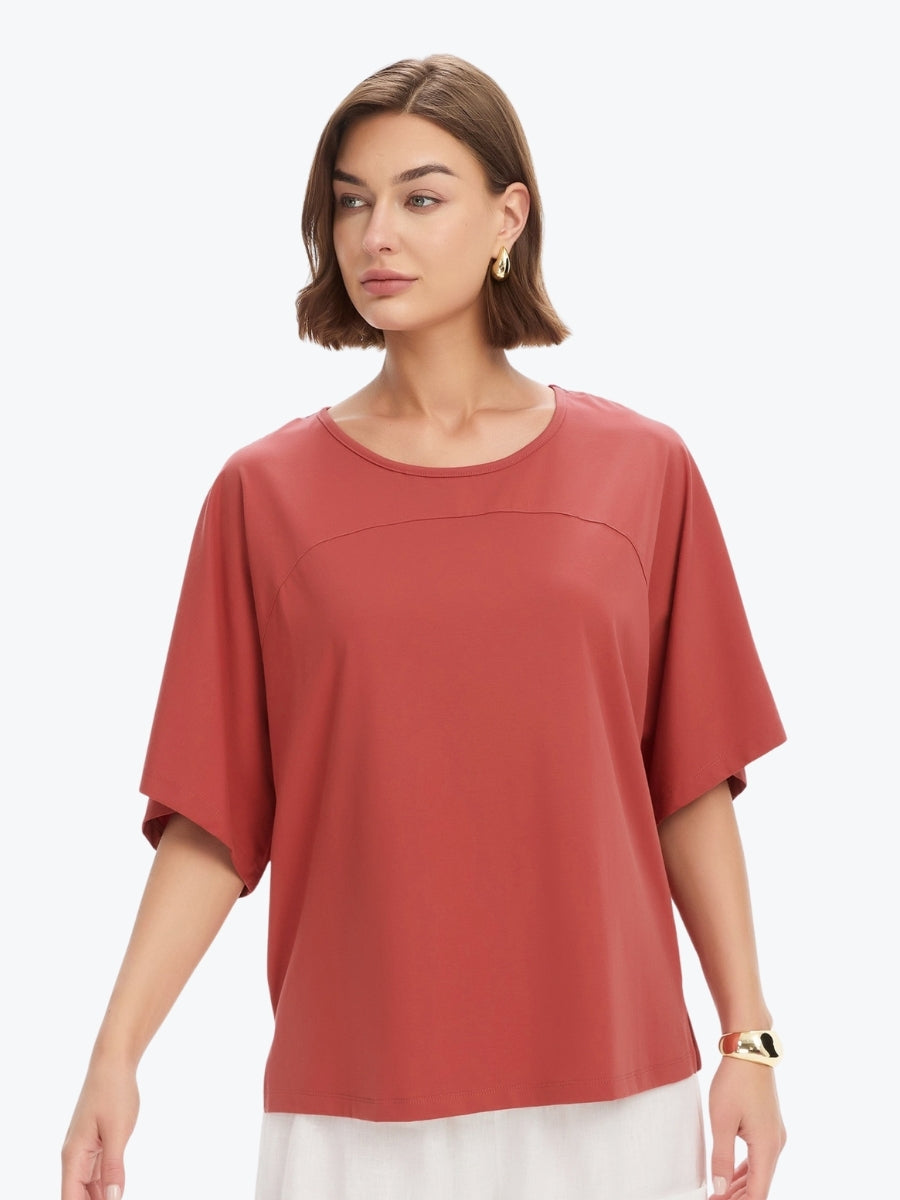 Tirelli Wide Sleeve Yoke Tee | Dusty Red