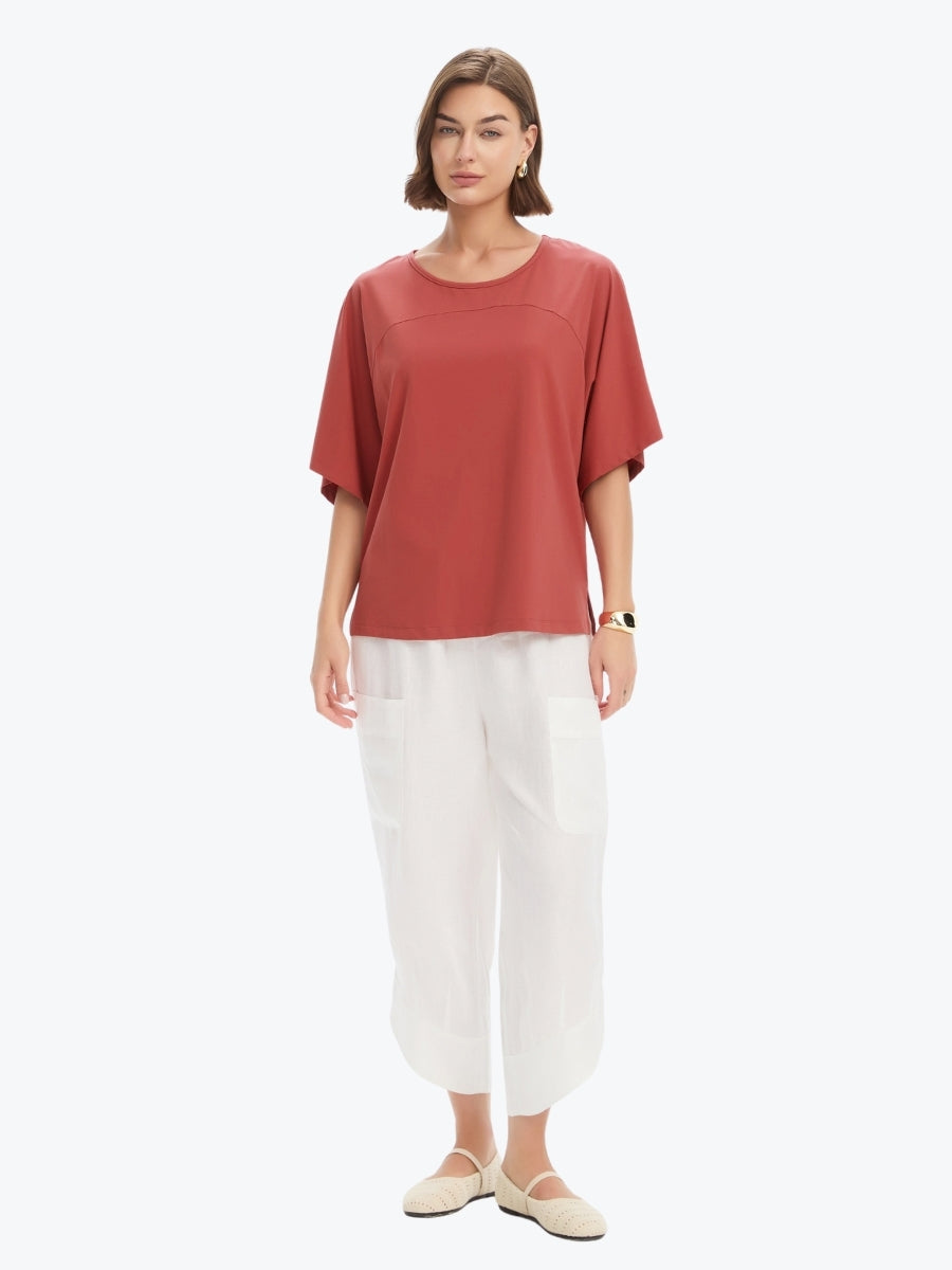 Tirelli Wide Sleeve Yoke Tee | Dusty Red