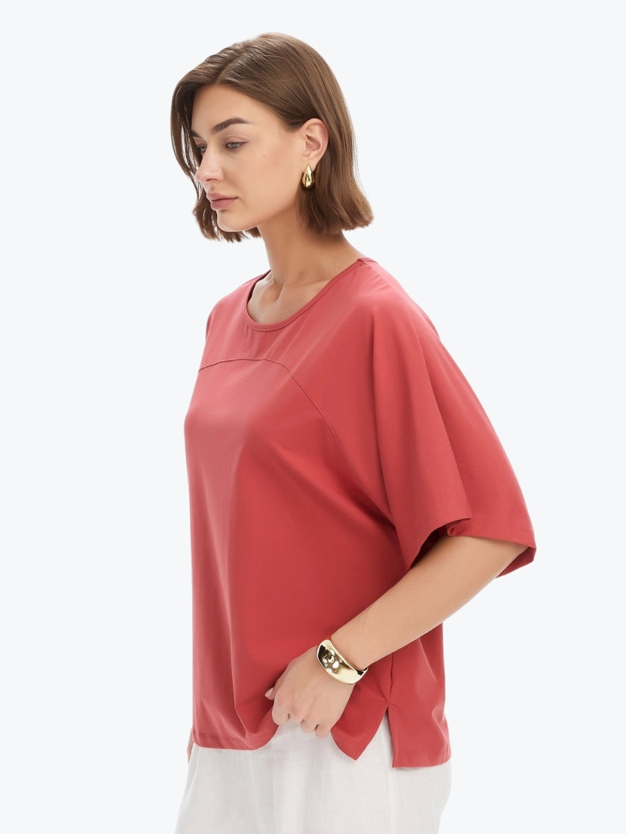 Tirelli Wide Sleeve Yoke Tee | Dusty Red
